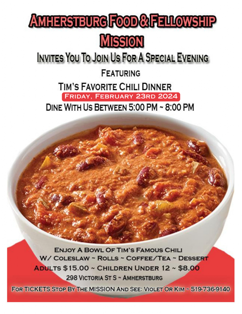 Poster for the chili dinner.